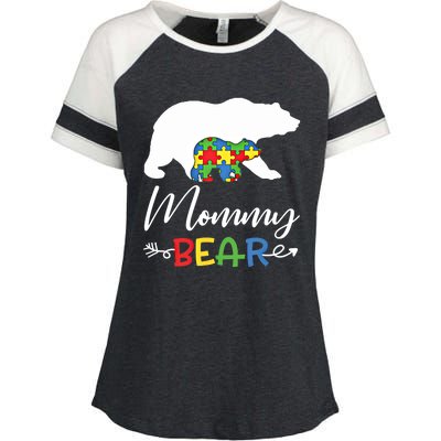 Mommy Bear Autism Awareness Great Gift Mama Gift Enza Ladies Jersey Colorblock Tee