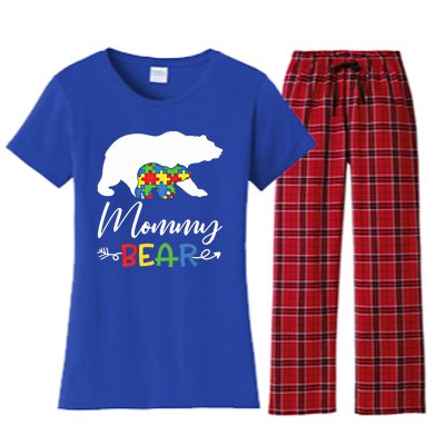 Mommy Bear Autism Awareness Great Gift Mama Gift Women's Flannel Pajama Set