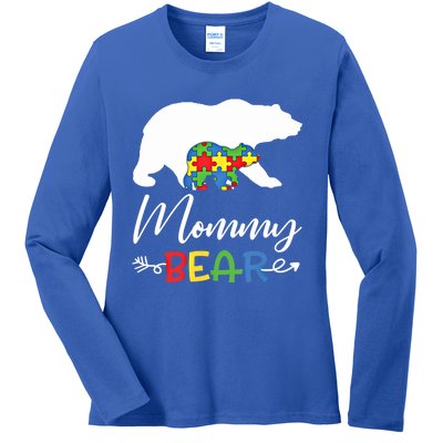 Mommy Bear Autism Awareness Great Gift Mama Gift Ladies Long Sleeve Shirt