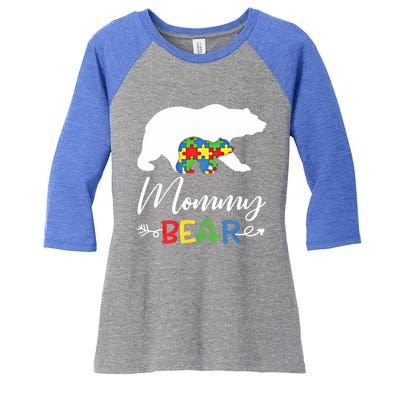 Mommy Bear Autism Awareness Great Gift Mama Gift Women's Tri-Blend 3/4-Sleeve Raglan Shirt