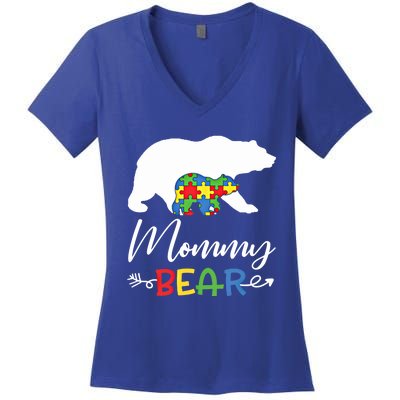 Mommy Bear Autism Awareness Great Gift Mama Gift Women's V-Neck T-Shirt