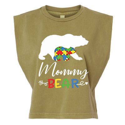 Mommy Bear Autism Awareness Great Gift Mama Gift Garment-Dyed Women's Muscle Tee