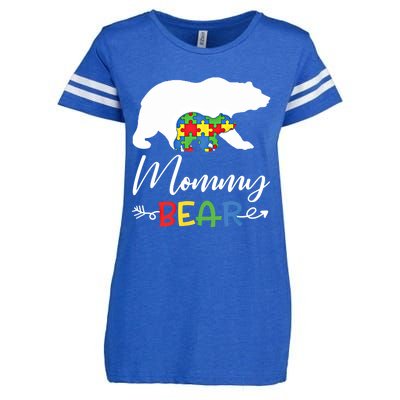 Mommy Bear Autism Awareness Great Gift Mama Gift Enza Ladies Jersey Football T-Shirt