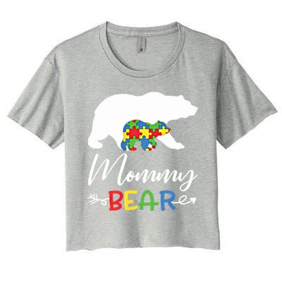 Mommy Bear Autism Awareness Great Gift Mama Gift Women's Crop Top Tee