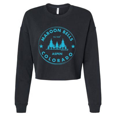Maroon Bells Aspen Colorado Bluebird Forest Mountain Cropped Pullover Crew