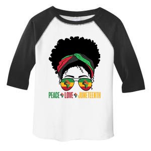 Messy Bun Afro Queen Peace Love Juneteenth Black Freedom Day Gift Toddler Fine Jersey T-Shirt