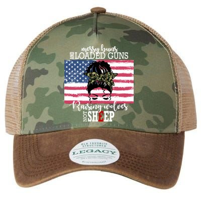 Messy Buns And Loaded Guns Raising Wolves Not Sheep Legacy Tie Dye Trucker Hat