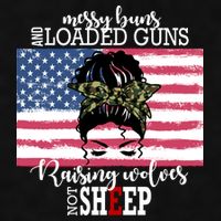 Messy Buns And Loaded Guns Raising Wolves Not Sheep Ladies PosiCharge Tri-Blend Wicking Tank