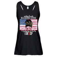 Messy Buns And Loaded Guns Raising Wolves Not Sheep Ladies Essential Flowy Tank