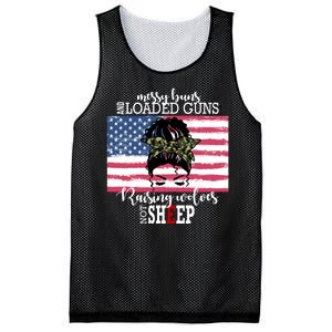 Messy Buns And Loaded Guns Raising Wolves Not Sheep Mesh Reversible Basketball Jersey Tank