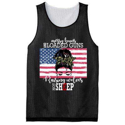 Messy Buns And Loaded Guns Raising Wolves Not Sheep Mesh Reversible Basketball Jersey Tank