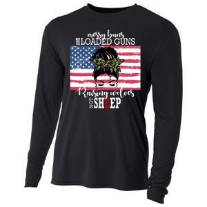 Messy Buns And Loaded Guns Raising Wolves Not Sheep Cooling Performance Long Sleeve Crew