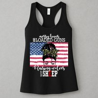 Messy Buns And Loaded Guns Raising Wolves Not Sheep Womens Tank Top