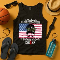 Messy Buns And Loaded Guns Raising Wolves Not Sheep Tank Top