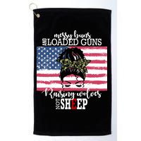 Messy Buns And Loaded Guns Raising Wolves Not Sheep Golf Towel