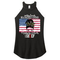 Messy Buns And Loaded Guns Raising Wolves Not Sheep Women's Perfect Tri Rocker Tank