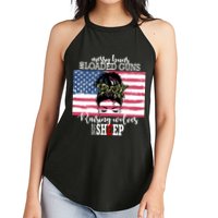 Messy Buns And Loaded Guns Raising Wolves Not Sheep Women's Perfect Tri Rocker Tank
