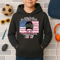 Messy Buns And Loaded Guns Raising Wolves Not Sheep Kids Hoodie