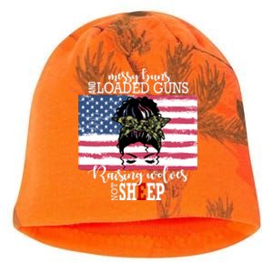 Messy Buns And Loaded Guns Raising Wolves Not Sheep Kati - Camo Knit Beanie