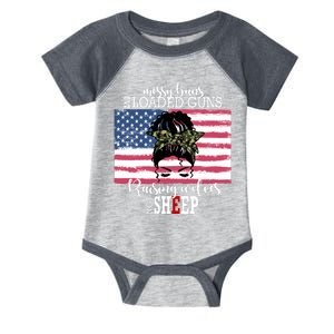 Messy Buns And Loaded Guns Raising Wolves Not Sheep Infant Baby Jersey Bodysuit