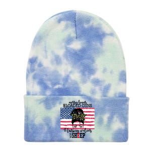 Messy Buns And Loaded Guns Raising Wolves Not Sheep Tie Dye 12in Knit Beanie