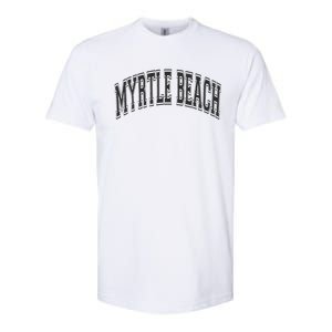 Myrtle Beach Arched Style Text Black With Black Print Softstyle CVC T-Shirt