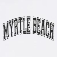 Myrtle Beach Arched Style Text Black With Black Print Flat Bill Trucker Hat