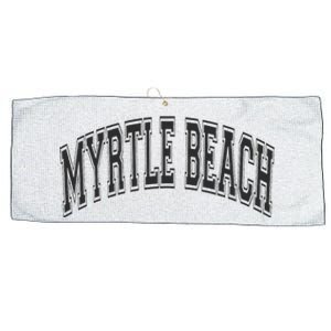 Myrtle Beach Arched Style Text Black With Black Print Large Microfiber Waffle Golf Towel