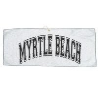 Myrtle Beach Arched Style Text Black With Black Print Large Microfiber Waffle Golf Towel