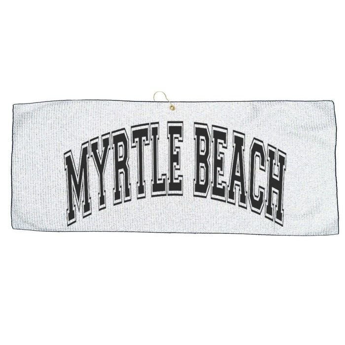 Myrtle Beach Arched Style Text Black With Black Print Large Microfiber Waffle Golf Towel