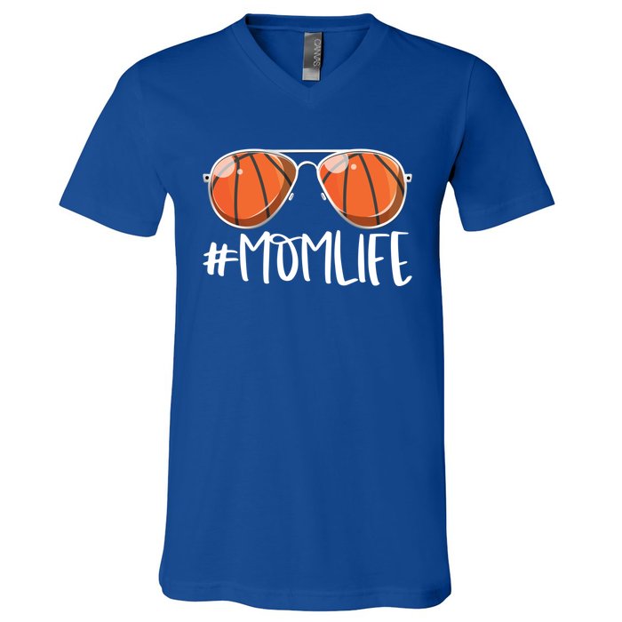 Momlife Basketball Aviators Mother's Day Bball Mom Life Great Gift V-Neck T-Shirt