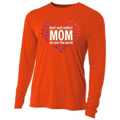 Mother Best And Coolest Mom All Over The World Heart Love Gift Cooling Performance Long Sleeve Crew