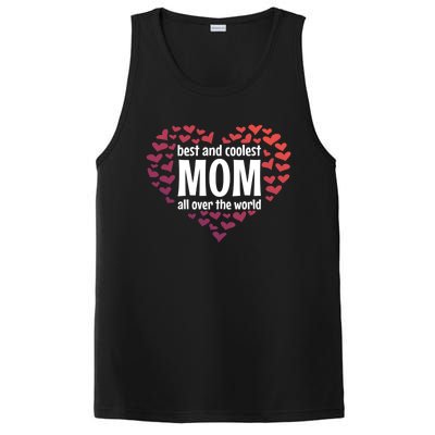 Mother Best And Coolest Mom All Over The World Heart Love Gift PosiCharge Competitor Tank