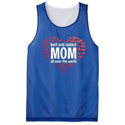 Mother Best And Coolest Mom All Over The World Heart Love Gift Mesh Reversible Basketball Jersey Tank