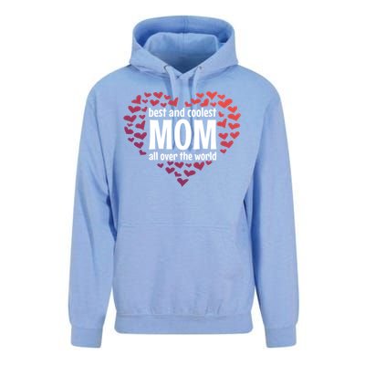 Mother Best And Coolest Mom All Over The World Heart Love Gift Unisex Surf Hoodie