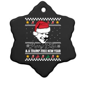 Merry Biden And A Trumpfree New Year Ugly Christmas Gift Ceramic Star Ornament