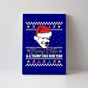 Merry Biden And A Trumpfree New Year Ugly Christmas Gift Canvas