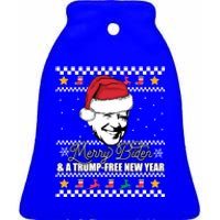 Merry Biden And A Trumpfree New Year Ugly Christmas Gift Ceramic Bell Ornament