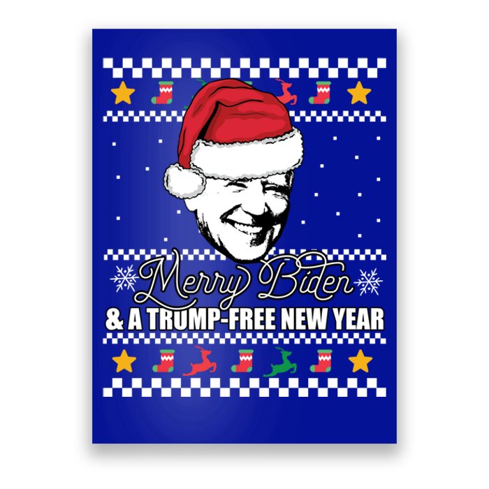 Merry Biden And A Trumpfree New Year Ugly Christmas Gift Poster