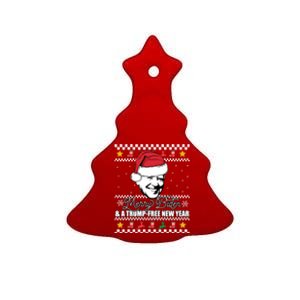 Merry Biden And A Trumpfree New Year Ugly Christmas Gift Ceramic Tree Ornament