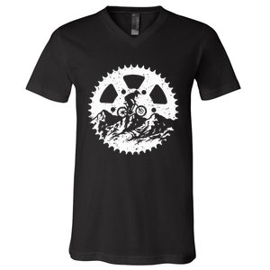 Mountain Biking Art For Women Mtb Mountain Biker V-Neck T-Shirt