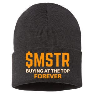 $Mstr Buying At The Top Forever Microstrategy Bitcoin Sustainable Knit Beanie