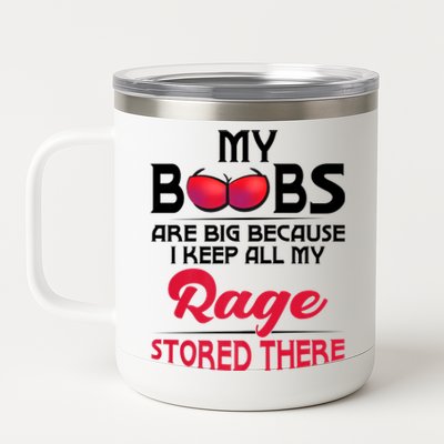 My Boobs Are Big Because I Keep All My Rage Stored There Gift 12 oz Stainless Steel Tumbler Cup