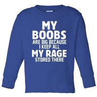 My Boobs Are Big Because I Keep All My Rage Stored There Gift Toddler Long Sleeve Shirt