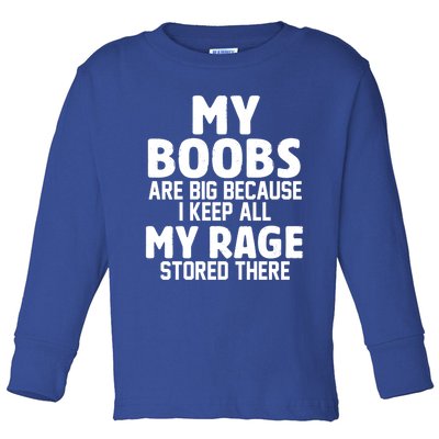 My Boobs Are Big Because I Keep All My Rage Stored There Gift Toddler Long Sleeve Shirt