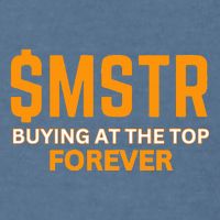 $Mstr Buying At The Top Forever Microstrategy Bitcoin Garment-Dyed Sweatshirt