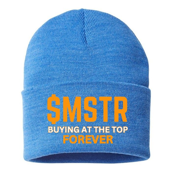 $Mstr Buying At The Top Forever Microstrategy Bitcoin Sustainable Knit Beanie