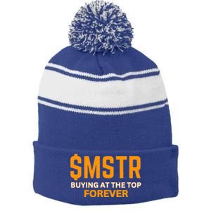 $Mstr Buying At The Top Forever Microstrategy Bitcoin Stripe Pom Pom Beanie