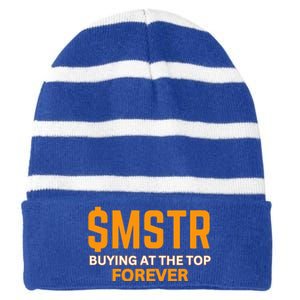 $Mstr Buying At The Top Forever Microstrategy Bitcoin Striped Beanie with Solid Band