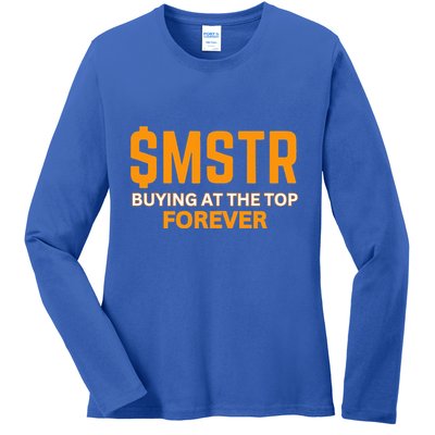 $Mstr Buying At The Top Forever Microstrategy Bitcoin Ladies Long Sleeve Shirt